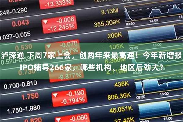 泸深通 下周7家上会，创两年来最高速！今年新增报IPO辅导266家，哪些机构、地区后劲大？