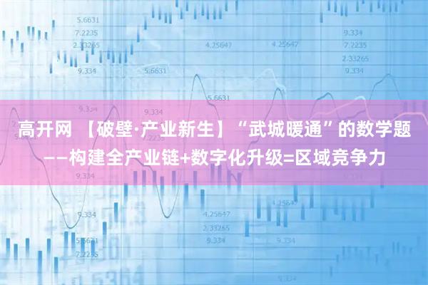 高开网 【破壁·产业新生】“武城暖通”的数学题——构建全产业链+数字化升级=区域竞争力