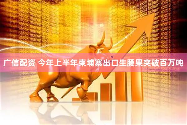 广信配资 今年上半年柬埔寨出口生腰果突破百万吨